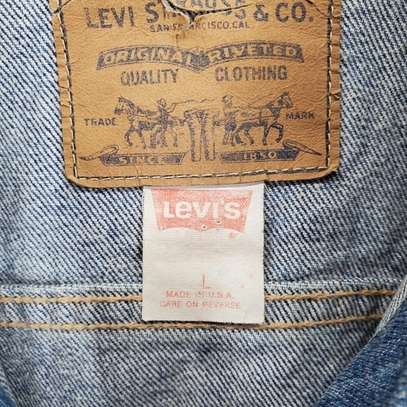 Vtg Levis Trucker Jacket Sz L Type III Blue Denim 77930-7206 Button USA Made 90s - Picture 2 of 15